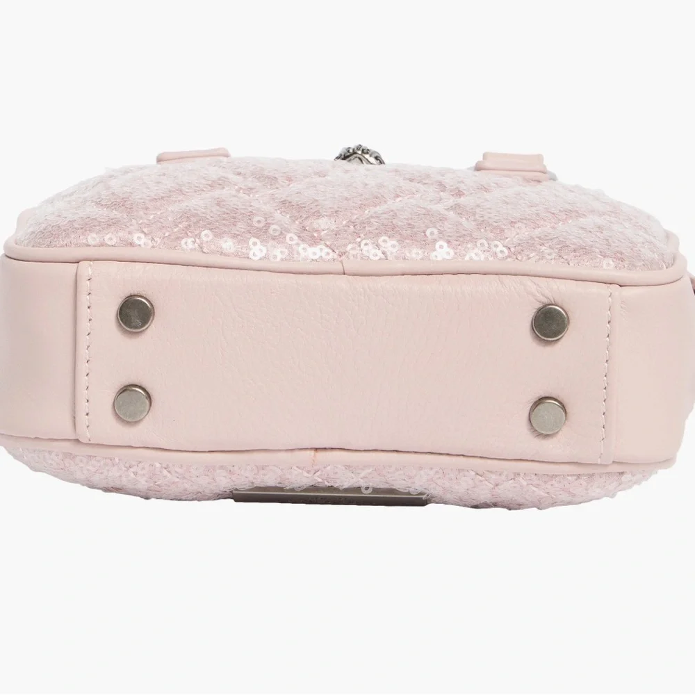 New Kurt Geiger Mini Kensington Duffle Sequin Bag in Lilac w Dustbag - Picture 5 of 6